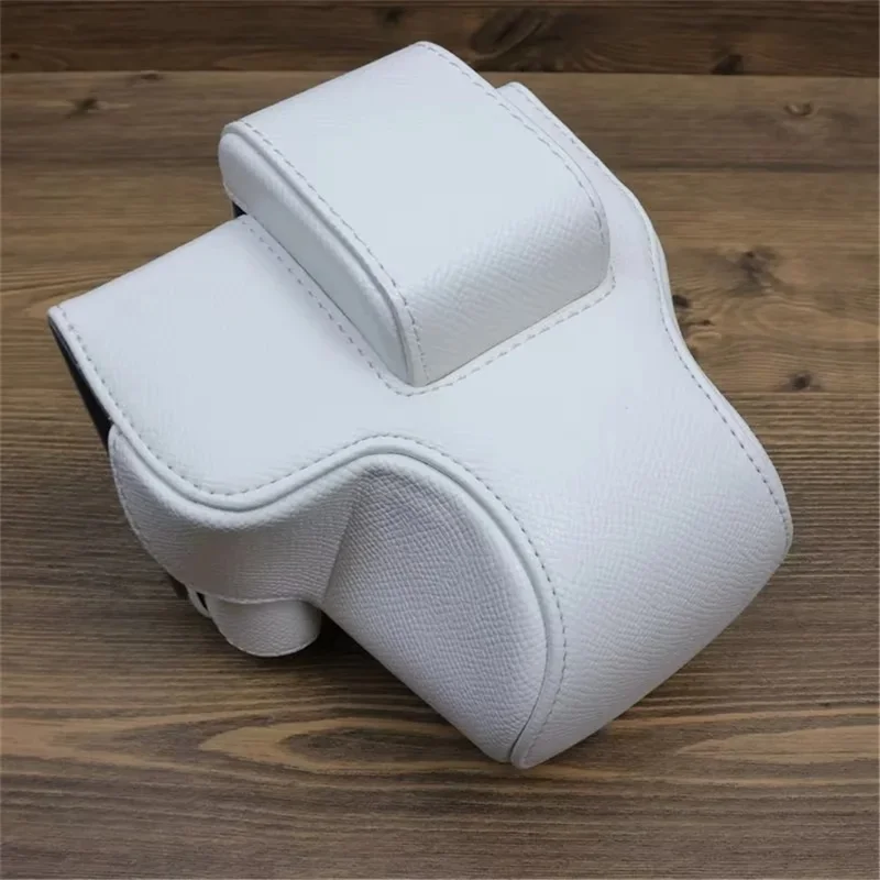 For Canon EOS R50 / R100 Camera Case Battery Opening Design Palm Texture Leather Bag with Strap and Small Bag - Grey White