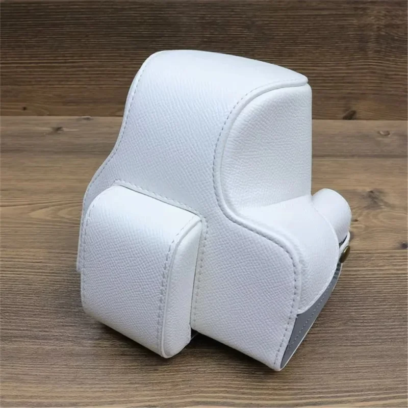 For Canon EOS R50 / R100 Camera Case Battery Opening Design Palm Texture Leather Bag with Strap and Small Bag - Grey White