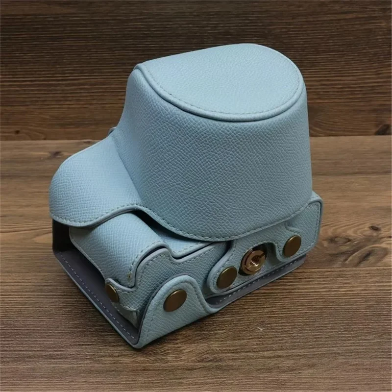 For Canon EOS R50 / R100 Camera Case Battery Opening Design Palm Texture Leather Bag with Strap and Small Bag - Baby Blue