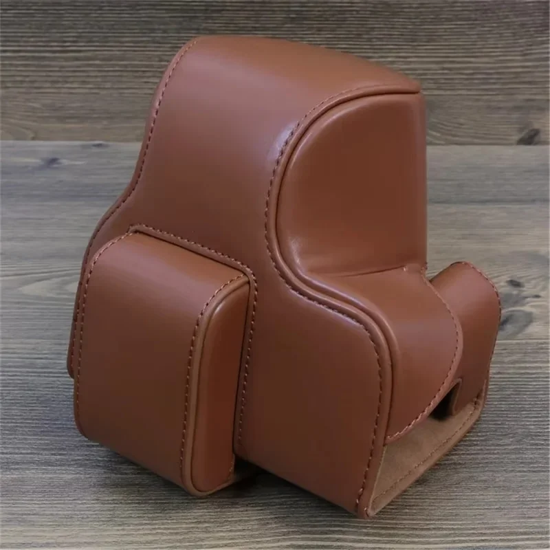 For Canon EOS R50 / R100 Detachable PU Leather Camera Bag Protective Cover with Shoulder Strap - Brown