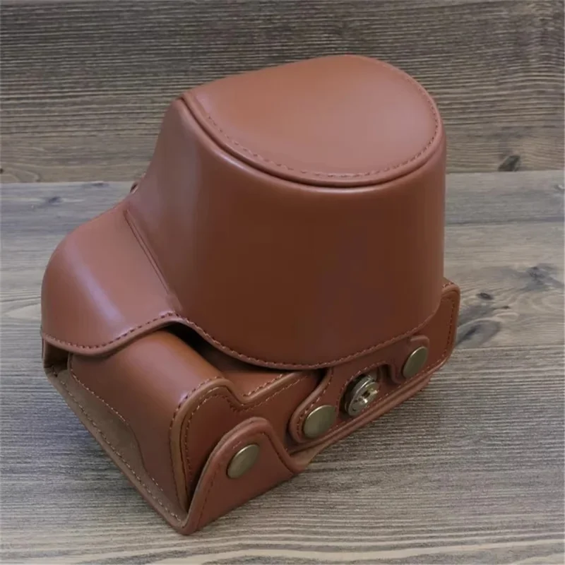 For Canon EOS R50 / R100 Detachable PU Leather Camera Bag Protective Cover with Shoulder Strap - Brown