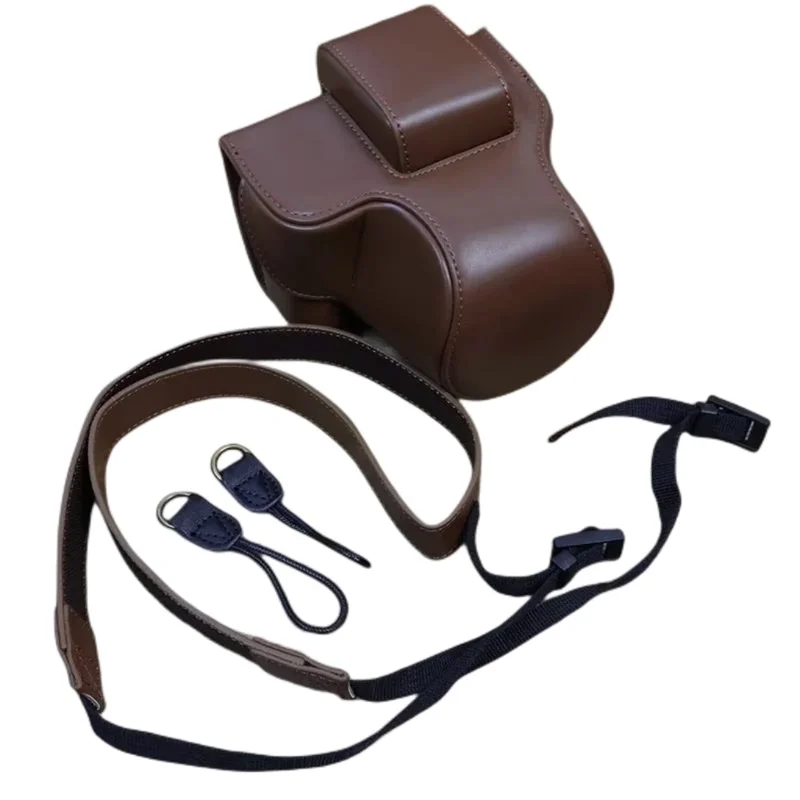 For Canon EOS R50 / R100 Detachable PU Leather Camera Bag Protective Cover with Shoulder Strap - Coffee