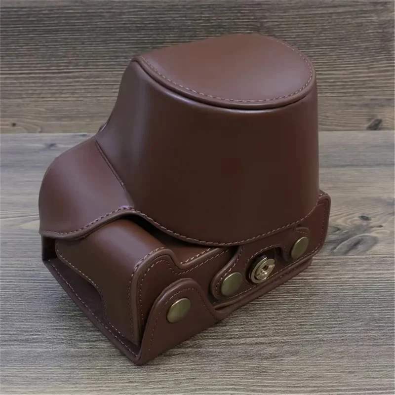 For Canon EOS R50 / R100 Detachable PU Leather Camera Bag Protective Cover with Shoulder Strap - Coffee