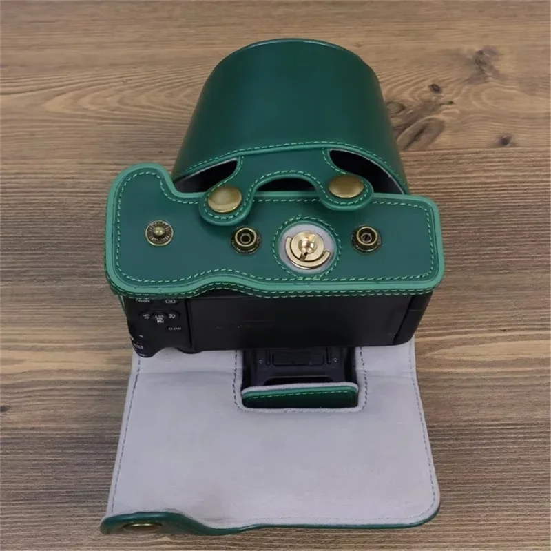 For Canon EOS R50 / R100 Detachable PU Leather Camera Bag Protective Cover with Shoulder Strap - Coffee