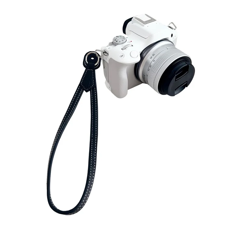 Per Canon Nikon Sony Fujifilm Panasonic SLR Camera PU Leather Hand Strap Buffalo Texture Wrist Rope - Nero
