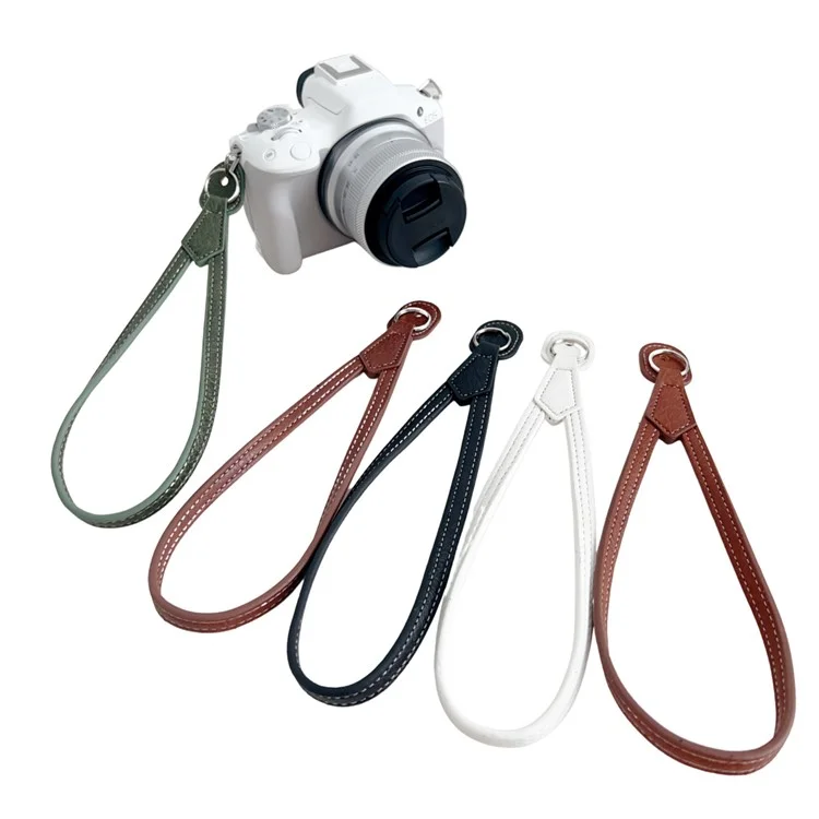 Per Canon Nikon Sony Fujifilm Panasonic SLR Camera PU Leather Hand Strap Buffalo Texture Wrist Rope - Nero