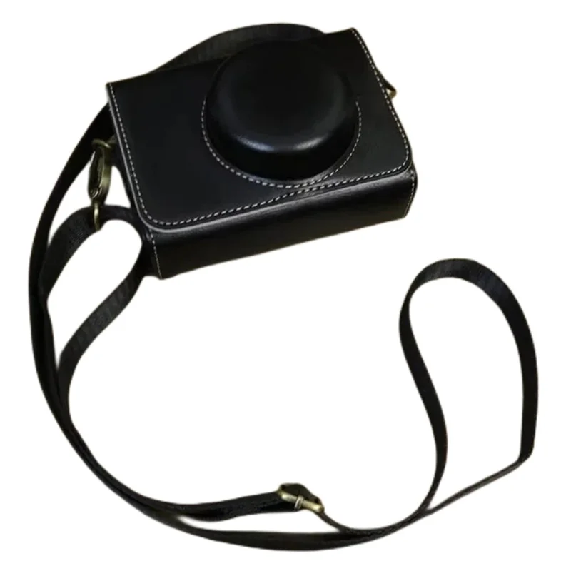 For Sony ZV-1 / ZV-1 II / ZV-1F Case PU Leather Protective Camera Bag with Shoulder Strap, Horizontal Type - Black