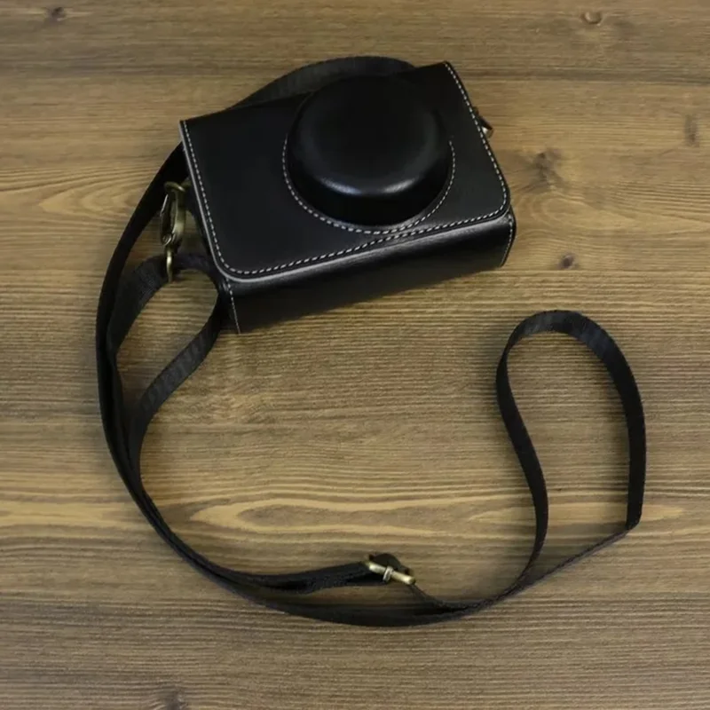 For Sony ZV-1 / ZV-1 II / ZV-1F Case PU Leather Protective Camera Bag with Shoulder Strap, Horizontal Type - Black