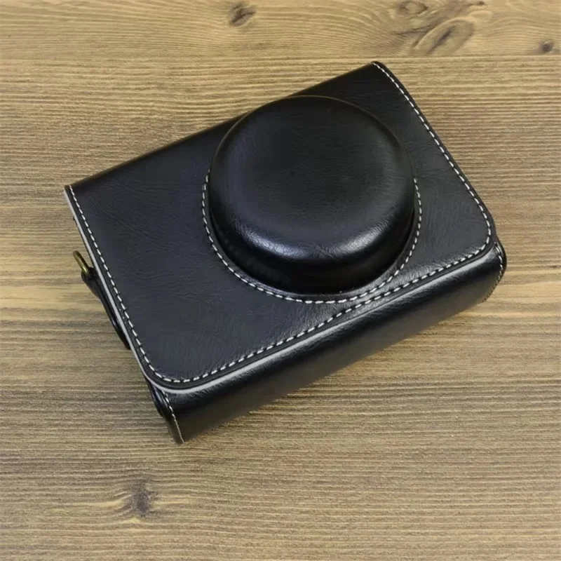 For Sony ZV-1 / ZV-1 II / ZV-1F Case PU Leather Protective Camera Bag with Shoulder Strap, Horizontal Type - Black