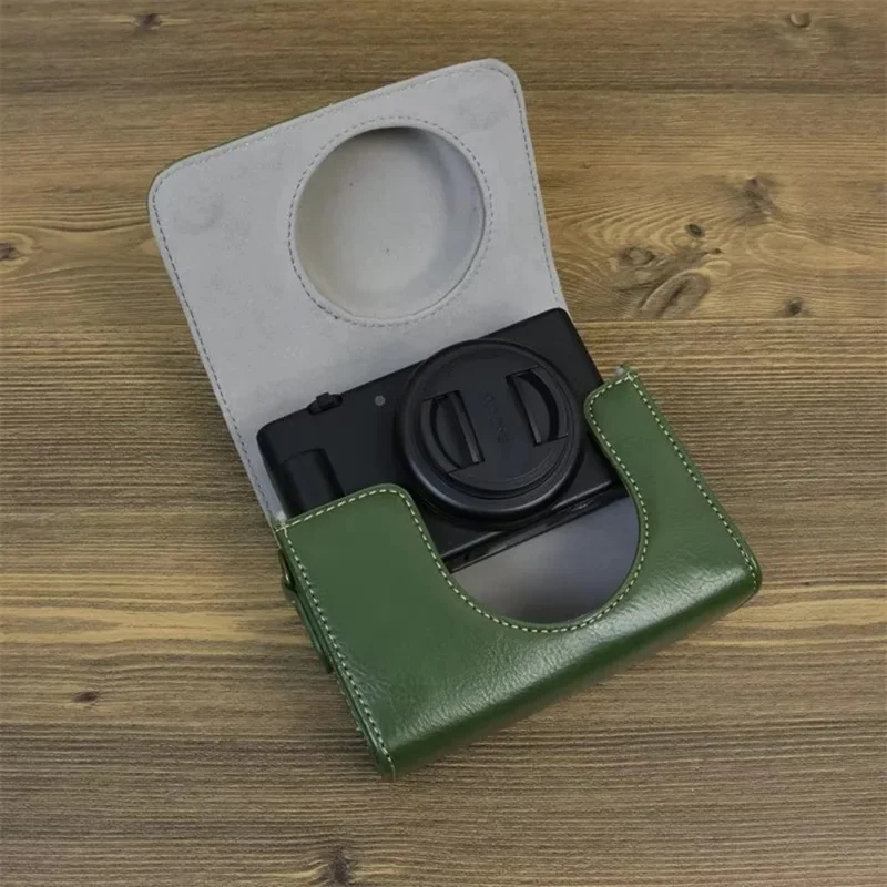 For Sony ZV-1 / ZV-1 II / ZV-1F Case PU Leather Protective Camera Bag with Shoulder Strap, Horizontal Type - Black