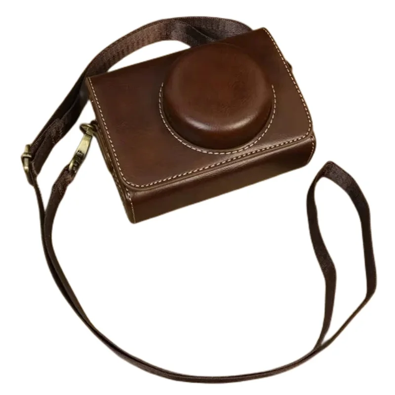 For Sony ZV-1 / ZV-1 II / ZV-1F Case PU Leather Protective Camera Bag with Shoulder Strap, Horizontal Type - Coffee