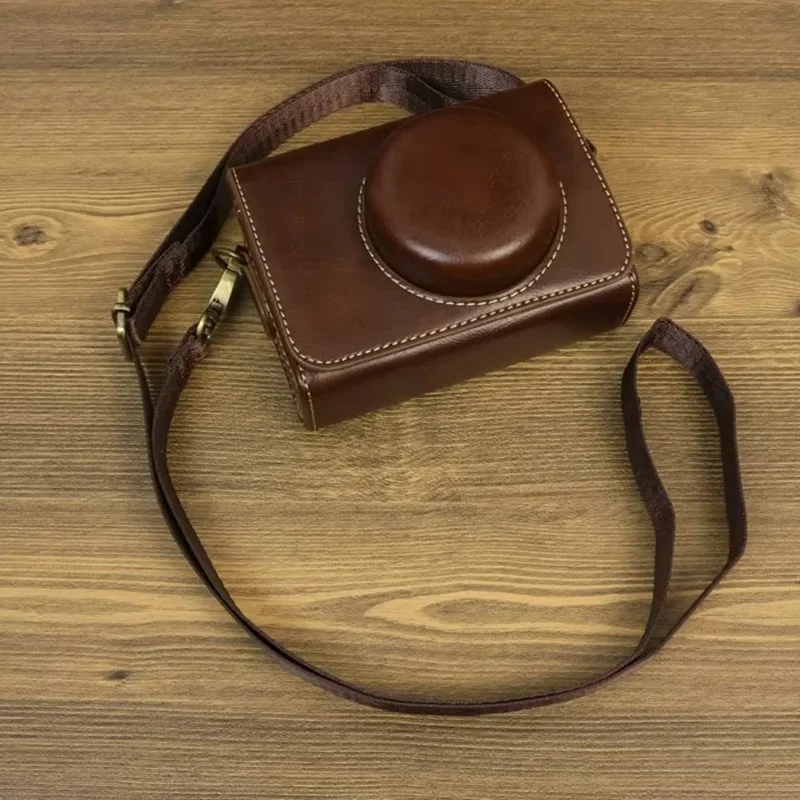 For Sony ZV-1 / ZV-1 II / ZV-1F Case PU Leather Protective Camera Bag with Shoulder Strap, Horizontal Type - Coffee