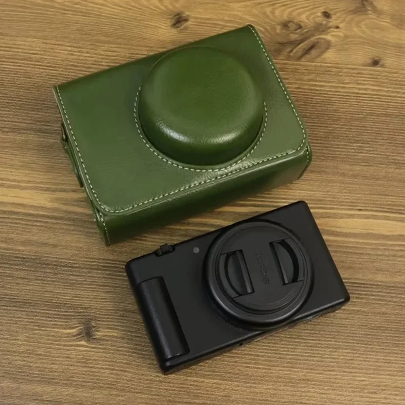 For Sony ZV-1 / ZV-1 II / ZV-1F Case PU Leather Protective Camera Bag with Shoulder Strap, Horizontal Type - Coffee