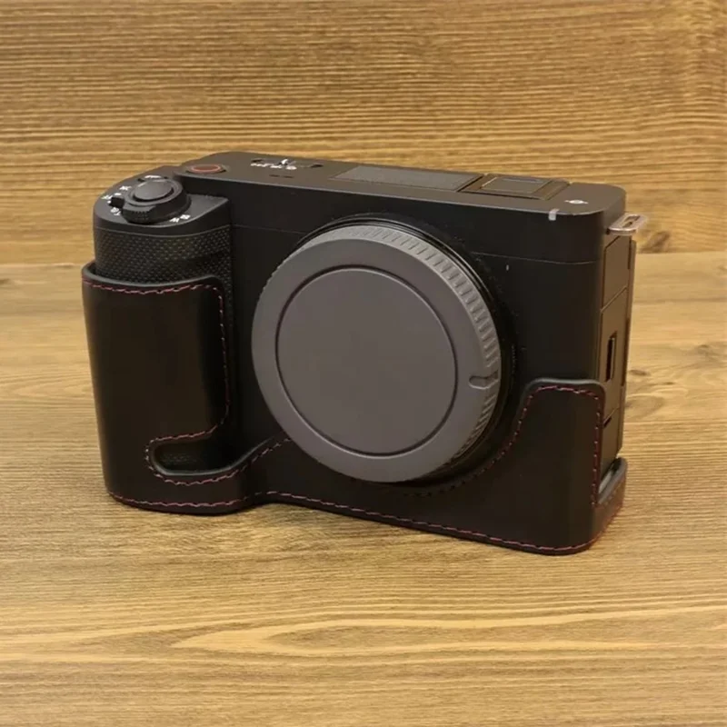Para Sony ZV-E1 PU Leather Camera Bottom Case Half Body Anti-scratch Cover with Battery Opening - Black