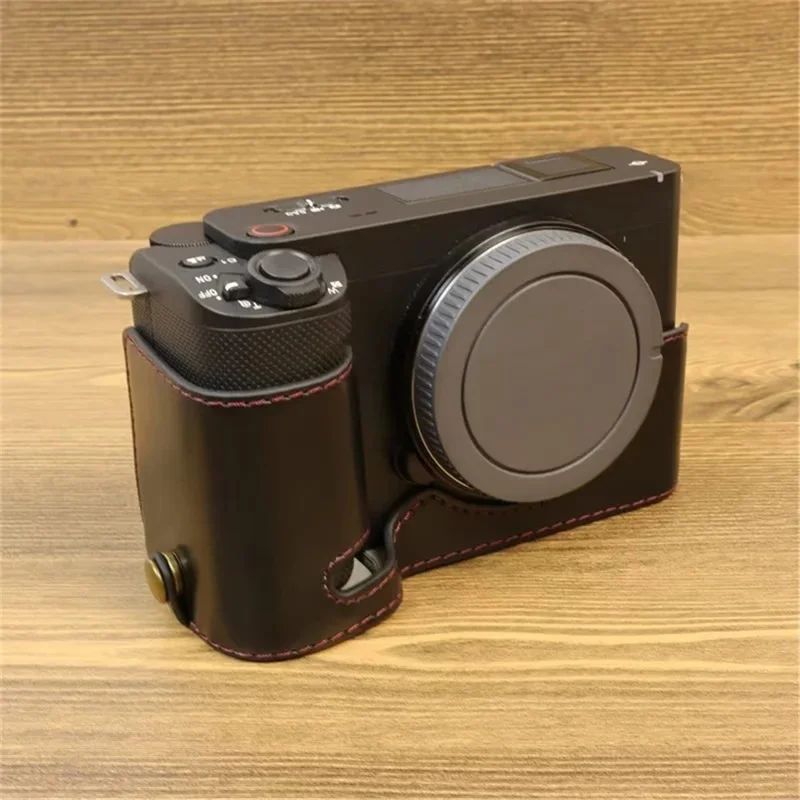 Para Sony ZV-E1 PU Leather Camera Bottom Case Half Body Anti-scratch Cover with Battery Opening - Black