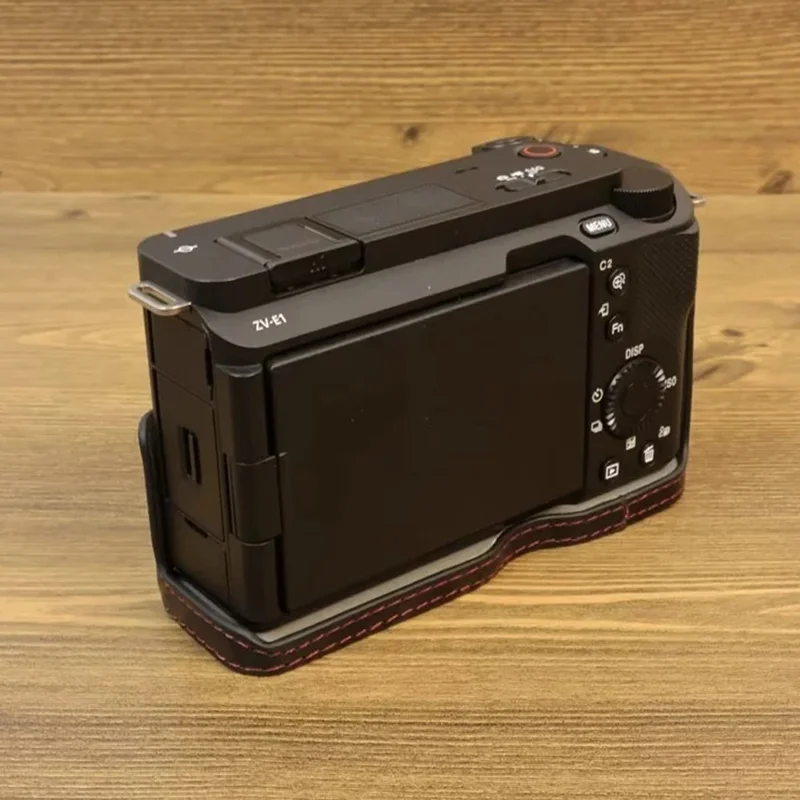 Para Sony ZV-E1 PU Leather Camera Bottom Case Half Body Anti-scratch Cover with Battery Opening - Black