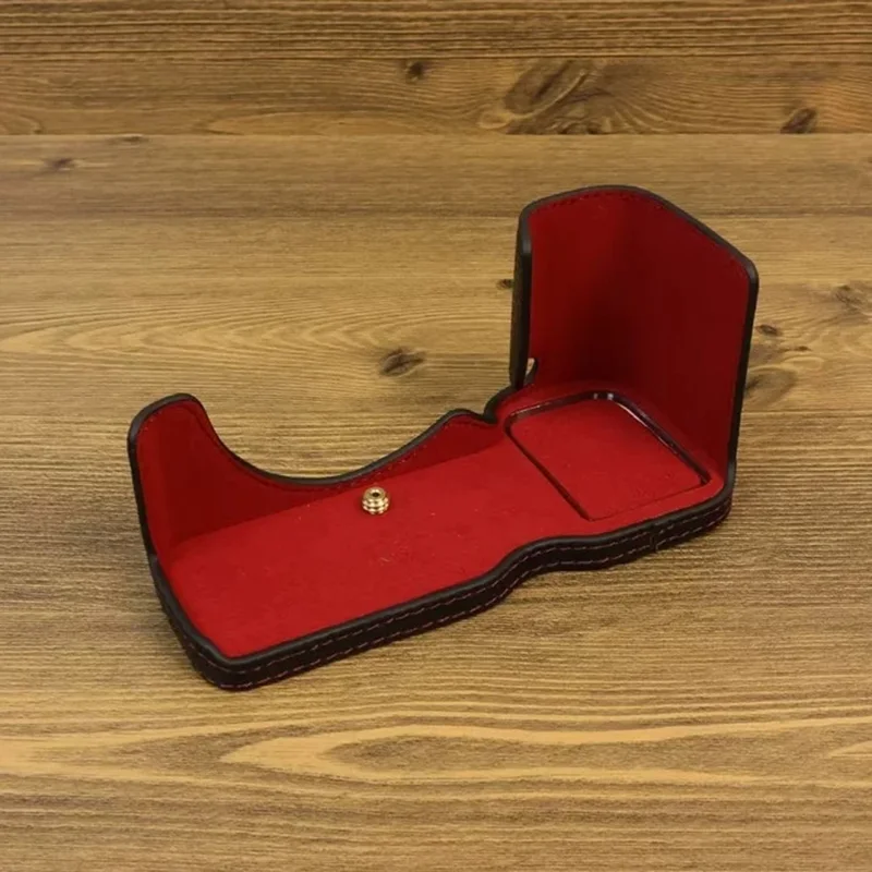 For Sony ZV-E1 Half Body Cover Genuine Cow Leather Camera Bottom Case with Battery Opening - Black