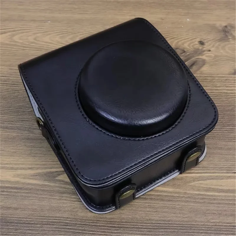 For Fujifilm Instax Mini 12 PU Leather Camera Bag Protective Cover with Shoulder Strap - Black