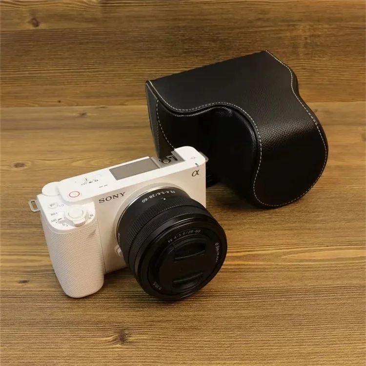 Per Sony ZV-E1 PU Leather Camera Bag Battery Opening Protective Case with Small Bag - Nero