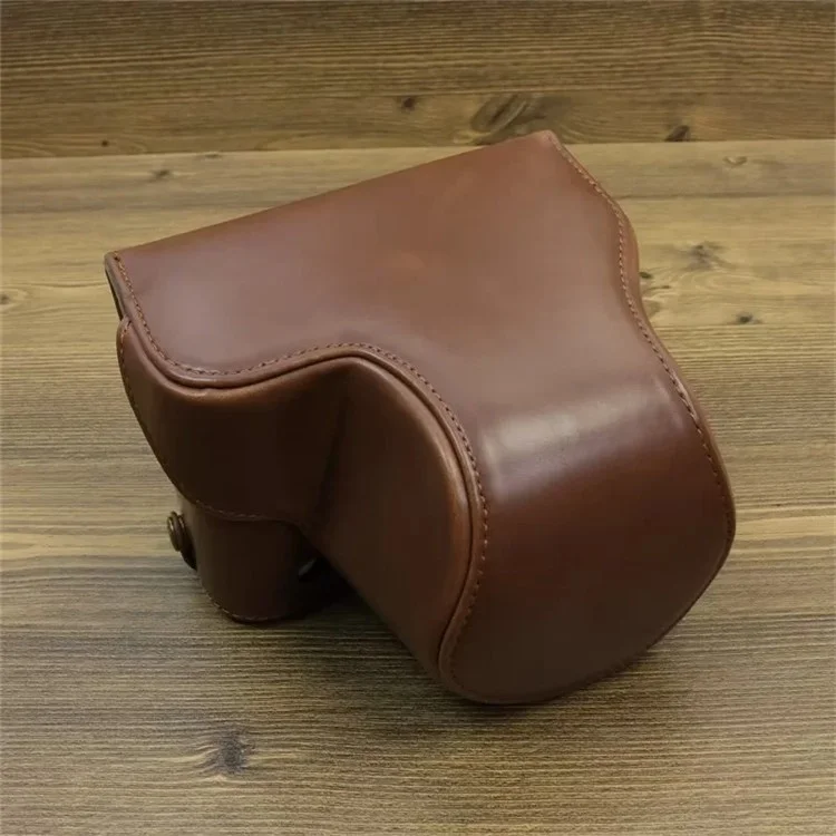 Pour Sony ZV-E1 PU Leather Detachable Camera Bag Battery Opening Protective Case with Lens Bag - Coffee