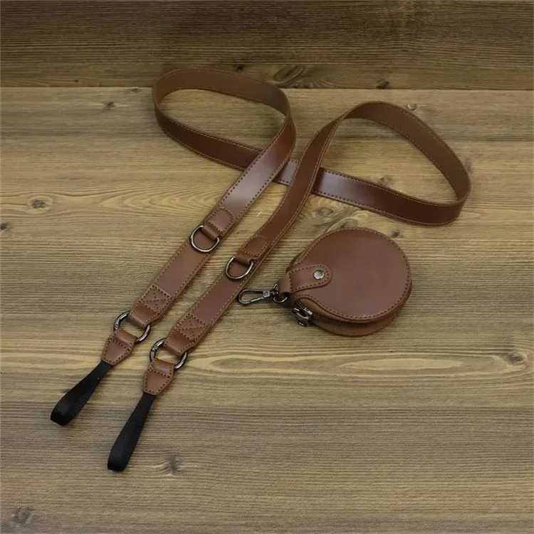 Pour Sony ZV-E1 PU Leather Detachable Camera Bag Battery Opening Protective Case with Lens Bag - Coffee