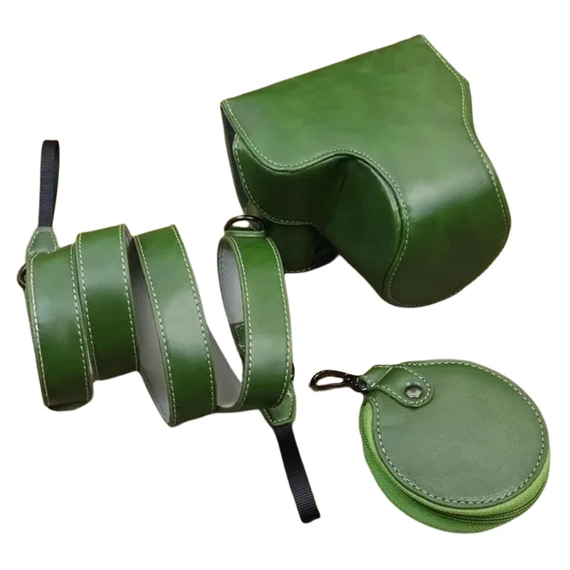 حقيبة كاميرا قابلة للفصل من جلد البولي يوريثان للحصول على فتحة بطارية للكاميرا سوني ZV-E1 مع حقيبة عدسة - أخضر