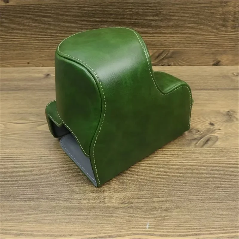 حقيبة كاميرا قابلة للفصل من جلد البولي يوريثان للحصول على فتحة بطارية للكاميرا سوني ZV-E1 مع حقيبة عدسة - أخضر