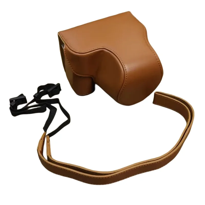 PU Leather Case for Sony ZV-E1 Camera Protector Anti-Scratch Anti-Drop Cover Set with Strap - Light Brown