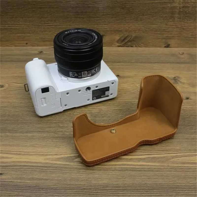 PU-Ledertasche für Sony ZV-E1-Kamera, Schutzabdeckung, kratzfest, stoßfest, Set mit Trageriemen - Schwarz