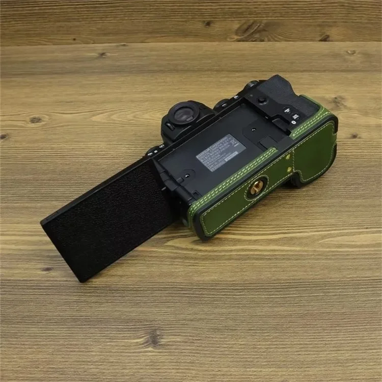 Pour Fujifilm X-S20 Étui de protection en cuir PU anti-rayures pour le bas du boîtier de l'appareil photo, facile à remplacer la batterie - Vert