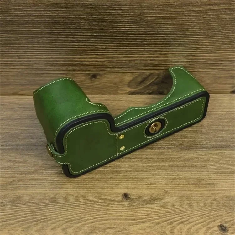 Pour Fujifilm X-S20 Étui de protection en cuir PU anti-rayures pour le bas du boîtier de l'appareil photo, facile à remplacer la batterie - Vert