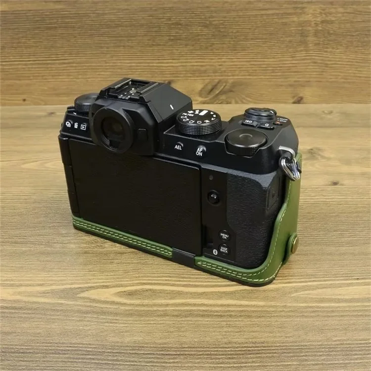 Pour Fujifilm X-S20 Étui de protection en cuir PU anti-rayures pour le bas du boîtier de l'appareil photo, facile à remplacer la batterie - Vert