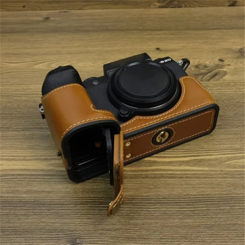 For Fujifilm X-S20 Anti-Scratch PU Leather Camera Bottom Cover Half Body Case Easy to Replace Battery - Brown