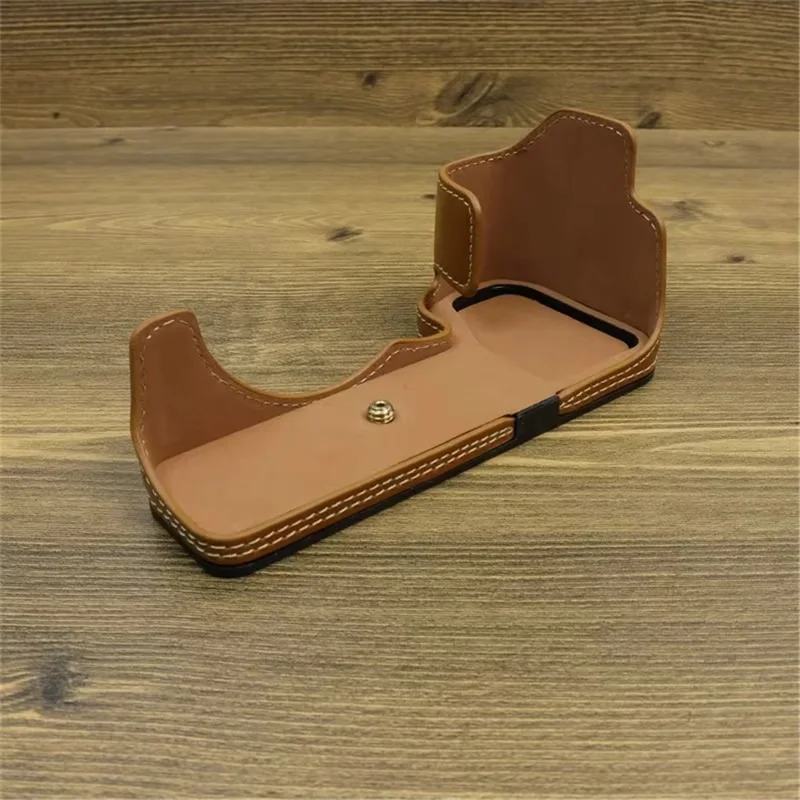 For Fujifilm X-S20 Anti-Scratch PU Leather Camera Bottom Cover Half Body Case Easy to Replace Battery - Brown