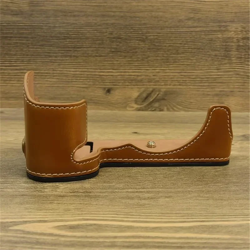 For Fujifilm X-S20 Anti-Scratch PU Leather Camera Bottom Cover Half Body Case Easy to Replace Battery - Brown