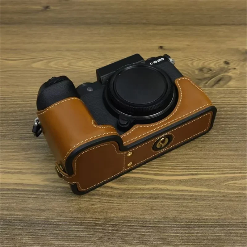 For Fujifilm X-S20 Anti-Scratch PU Leather Camera Bottom Cover Half Body Case Easy to Replace Battery - Brown