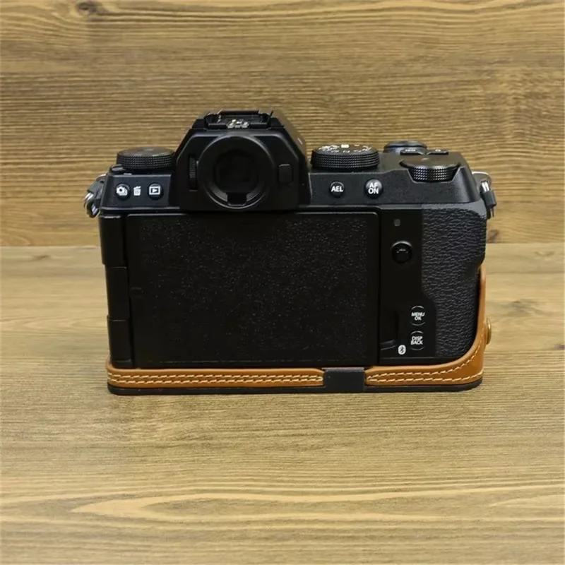 For Fujifilm X-S20 Anti-Scratch PU Leather Camera Bottom Cover Half Body Case Easy to Replace Battery - Brown