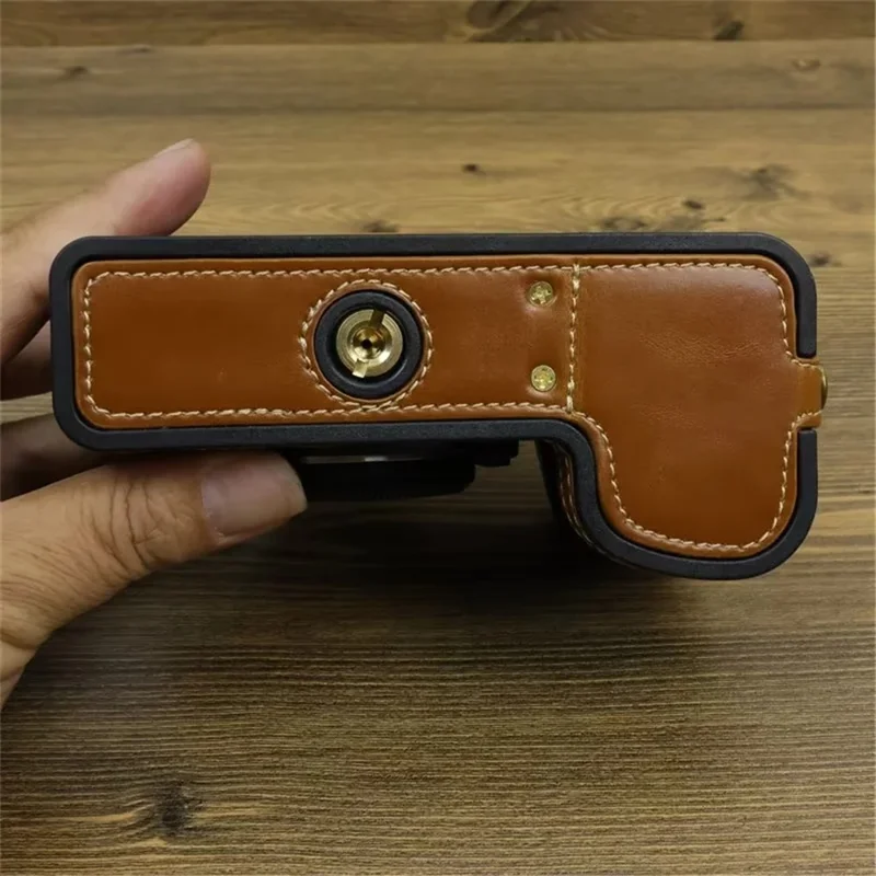 For Fujifilm X-S20 Anti-Scratch PU Leather Camera Bottom Cover Half Body Case Easy to Replace Battery - Brown