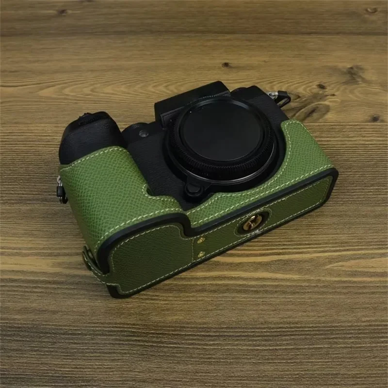 For Fujifilm X-S20 Camera PU Leather Bottom Case Battery Opening Design Half Body Cover with Hand Strap - Green