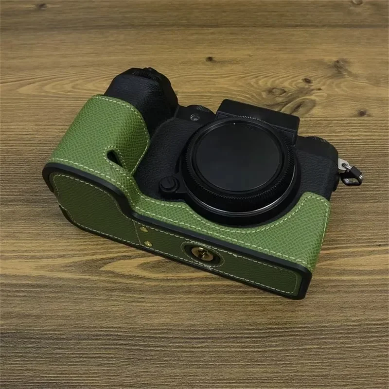 For Fujifilm X-S20 Camera PU Leather Bottom Case Battery Opening Design Half Body Cover with Hand Strap - Green