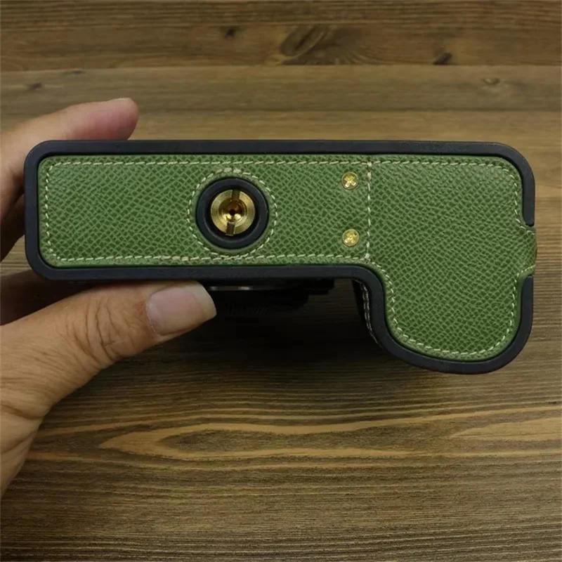 For Fujifilm X-S20 Camera PU Leather Bottom Case Battery Opening Design Half Body Cover with Hand Strap - Green