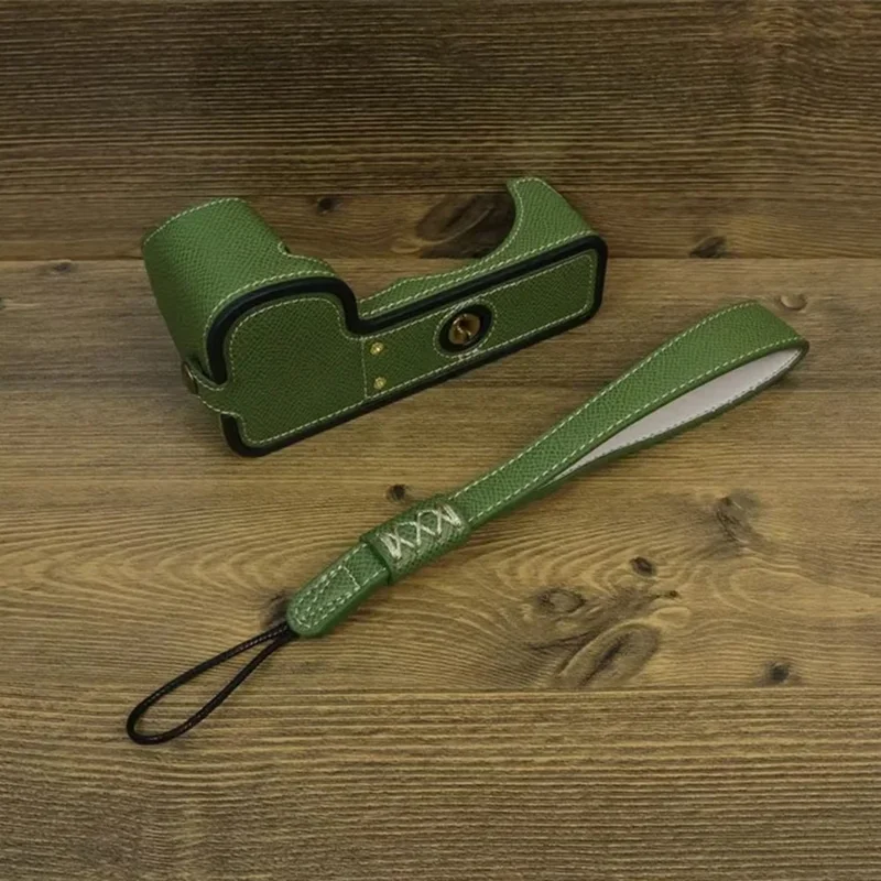 For Fujifilm X-S20 Camera PU Leather Bottom Case Battery Opening Design Half Body Cover with Hand Strap - Green