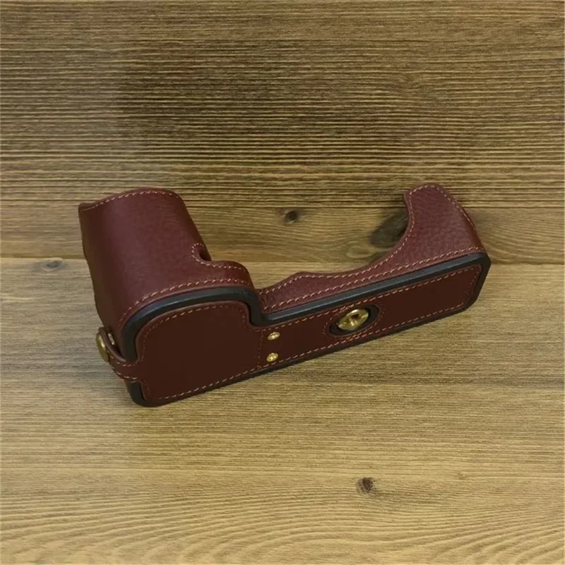 For Fujifilm X-S20 Genuine Cow Leather Camera Bottom Case Half Body Cover with Battery Opening - Coffee