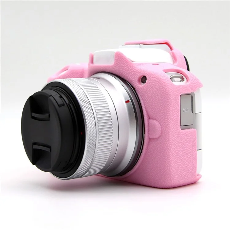 Para Canon EOS R50 Litchi Texture Protective Cover Soft Silicone Camera Anti-drop Sleeve - Pink