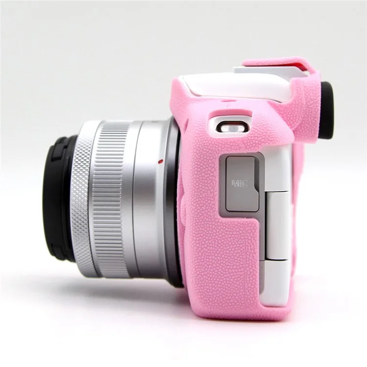 Para Canon EOS R50 Litchi Texture Protective Cover Soft Silicone Camera Anti-drop Sleeve - Pink