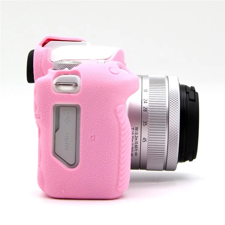 Para Canon EOS R50 Litchi Texture Protective Cover Soft Silicone Camera Anti-drop Sleeve - Pink