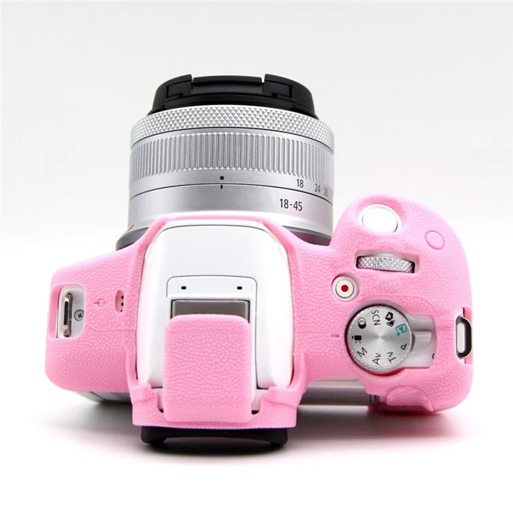 Para Canon EOS R50 Litchi Texture Protective Cover Soft Silicone Camera Anti-drop Sleeve - Pink