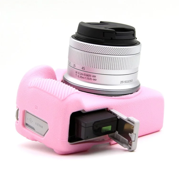 Para Canon EOS R50 Litchi Texture Protective Cover Soft Silicone Camera Anti-drop Sleeve - Pink