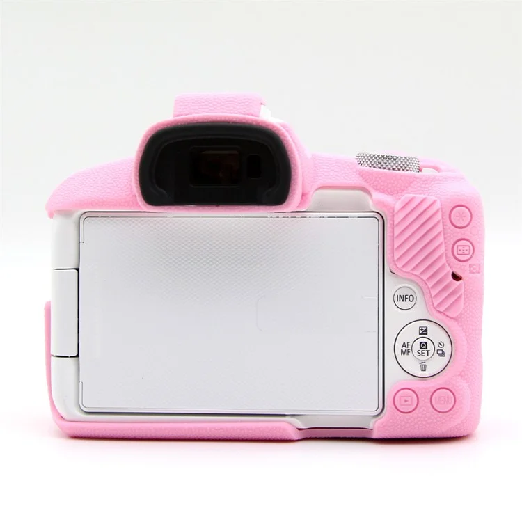 Para Canon EOS R50 Litchi Texture Protective Cover Soft Silicone Camera Anti-drop Sleeve - Pink