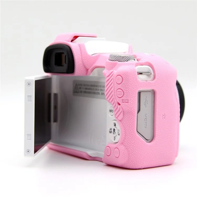 Para Canon EOS R50 Litchi Texture Protective Cover Soft Silicone Camera Anti-drop Sleeve - Pink